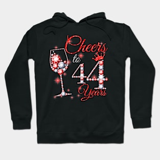 Cheers To 44 Years Old 44th Birthday Queen Diamond Hoodie